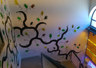 the "Helping Hands" 30' by 40' mural inside the CNIB Community Hub on 1525 Yonge St, Toronto. Open to the public.